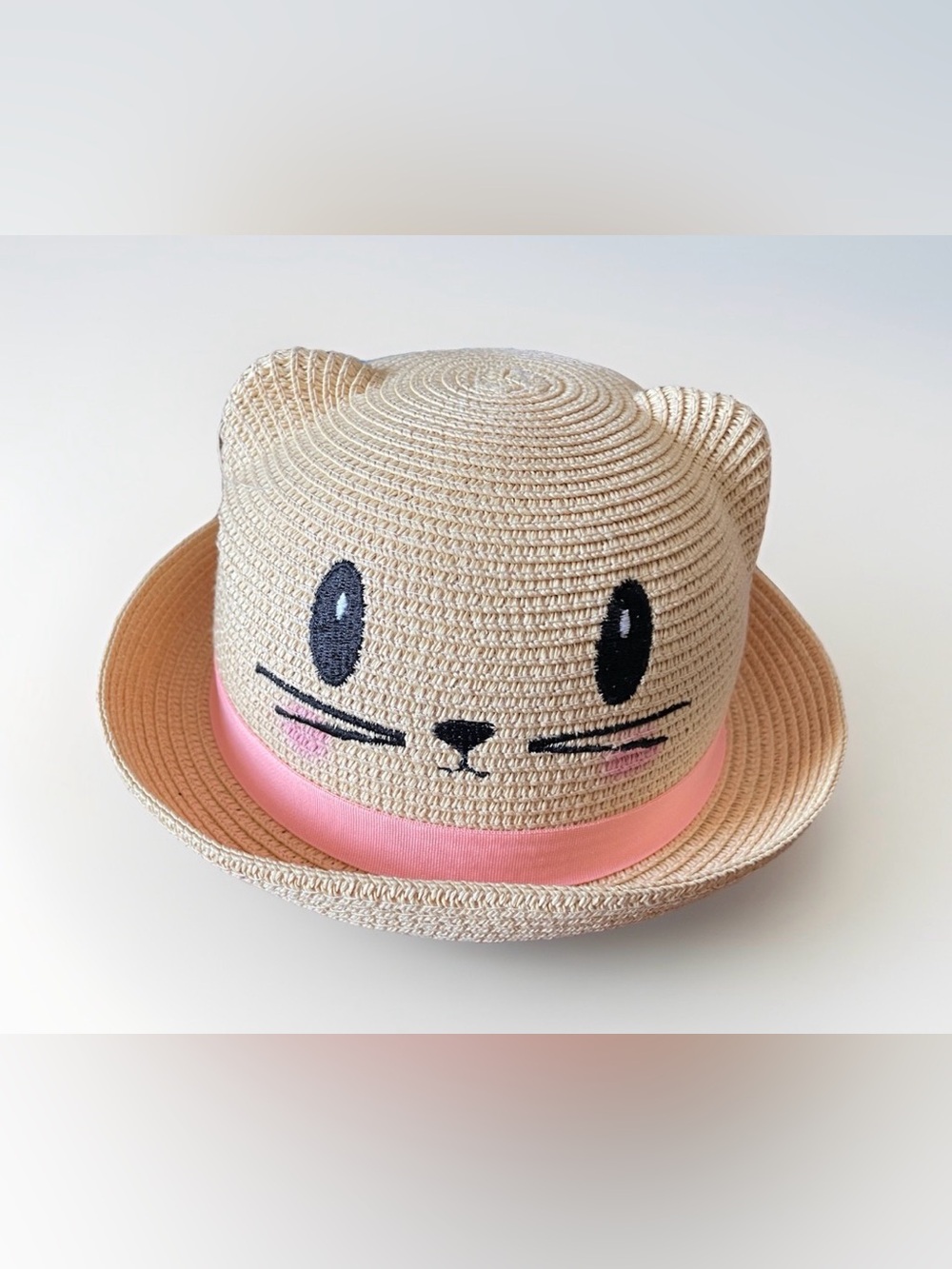 H&M Girls Kitty Cat Straw Hat Size 4-6Y